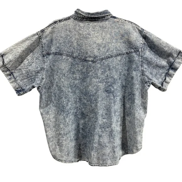 Vintage Acid Wash Denim Shirt Boho Western Size 22W Aztec Pocket - Picture 2 of 5